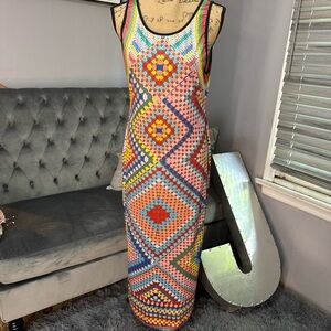 Colorful Geometric Patterned Maxi Dress
